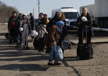 Auf dem Bild: Flüchtlinge aus Charkow im Gebiet Belgorod, Russland.