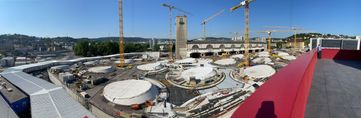 Baustelle der neuen Bahnhofshalle (Juni 2023)