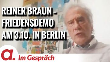 Bild: SS Video: "Im Gespräch: Reiner Braun (Friedensdemo am 3.10. in Berlin)" (https://tube4.apolut.net/w/8HfYVPeXnsNxQL9Md2XgRw) / Eigenes Werk