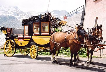 Postkutsche auf dem Gotthardpass, Schweiz (Symbolbild)