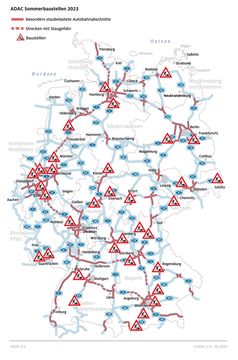 Besonders staubelastete Autobahnen im Sommerreiseverkehr 2023