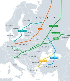 Grafik: Gaspipelines zwischen Russland und Europa Bild: Gettyimages.ru