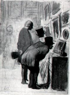 In der Gemäldegalerie, Zeichnung von Honoré Daumier