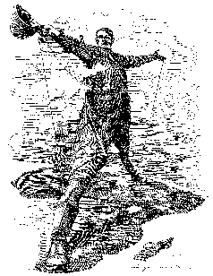 The Rhodes Colossus, Karikatur von Edward Linley Sambourne zum Kap-Kairo-Plan von Cecil Rhodes im Punch, 1892 (Symbolbild)