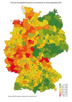 Karte 2: Anteil der Energieeffizienzklassen E und schlechter im Wohnungsbestand 2023