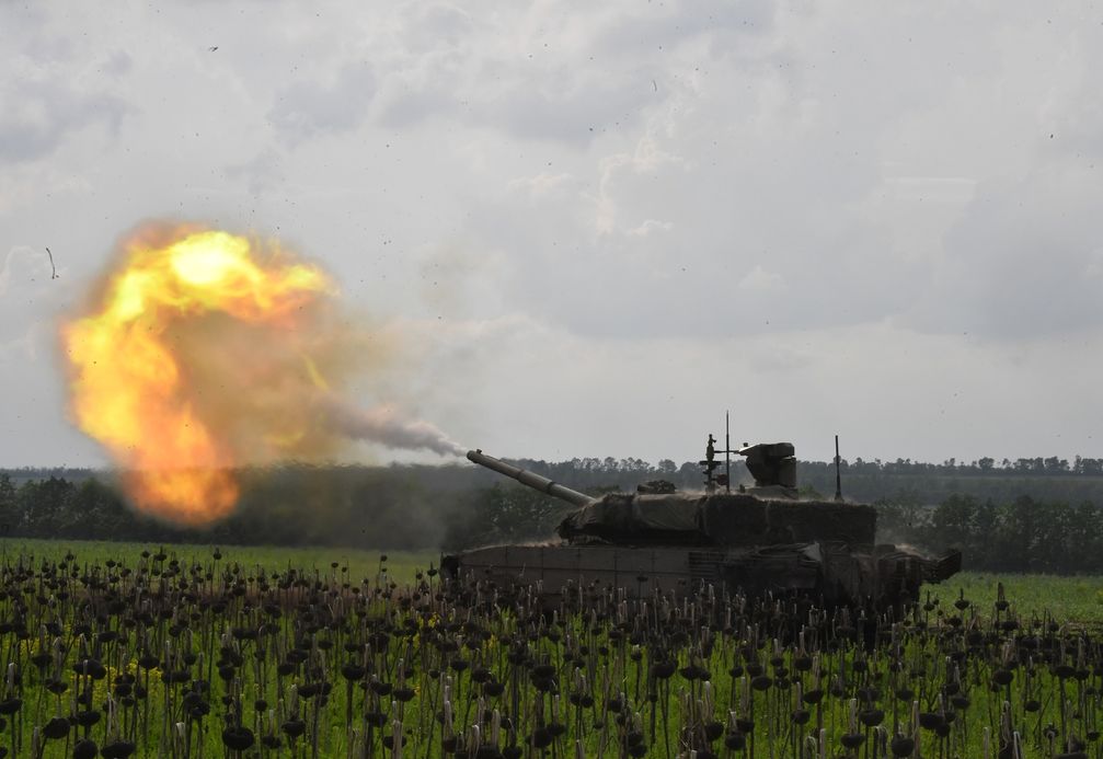 Archivbild: Ein russischer Panzer in der Volksrepublik Lugansk, 25. Mai 2023. Bild: Sputnik