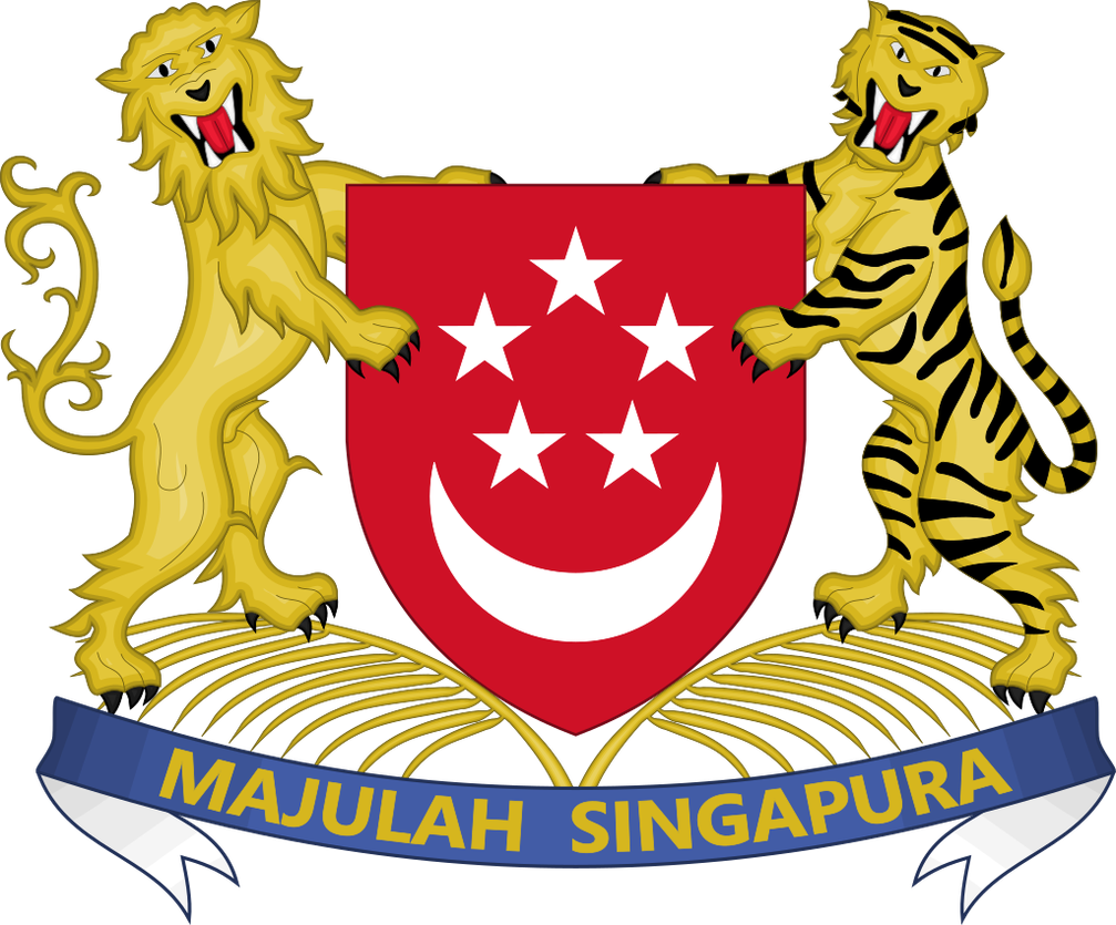 Wappen Singapurs: Wahlspruch: "Majulah Singapura" malaiisch für „Vorwärts, Singapur“