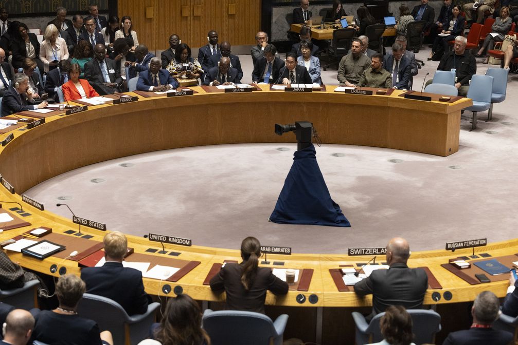 Zelenskyy at the UN Security Council in New York City on 20 September 2023