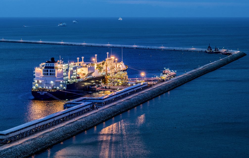 Liquified natural gas ship at Świnoujście LNG terminal in Poland