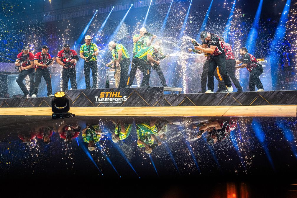 Einfach nicht zu stoppen: Australien ist zum vierten Mal in Folge Team-Weltmeister im Sportholzfällen. Bild: STIHL TIMBERSPORTS® Series Fotograf: Mihai Stetcu