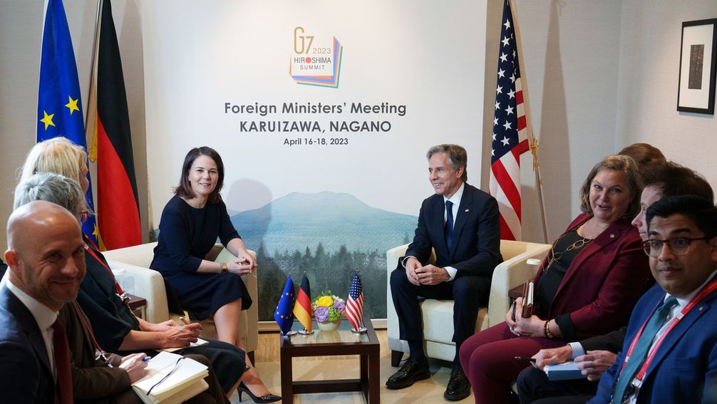 G7-Minister beim Treffen in Karuizawa, Präfektur Nagano, Japan, 17. April 2023 Bild: Soeren Stache / Gettyimages.ru