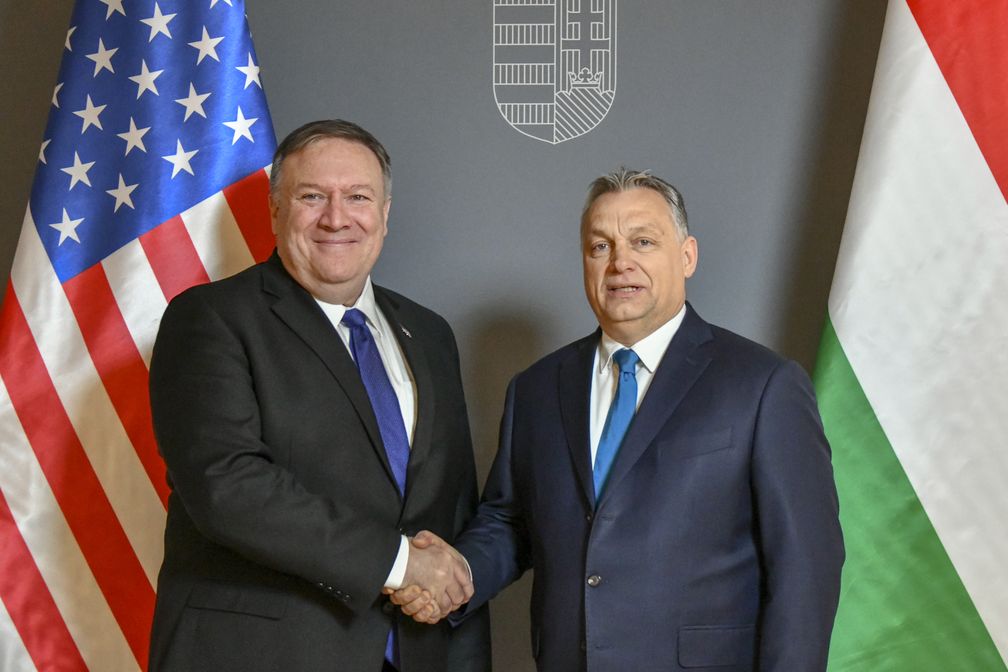 Michael R. Pompeo und Viktor Orban (2019)