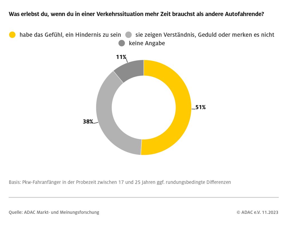 Über die Hälfte der Befragten haben regelmäßig das Gefühl hat, in schwierigen Situationen für andere Verkehrsteilnehmer ein Hindernis zu sein.