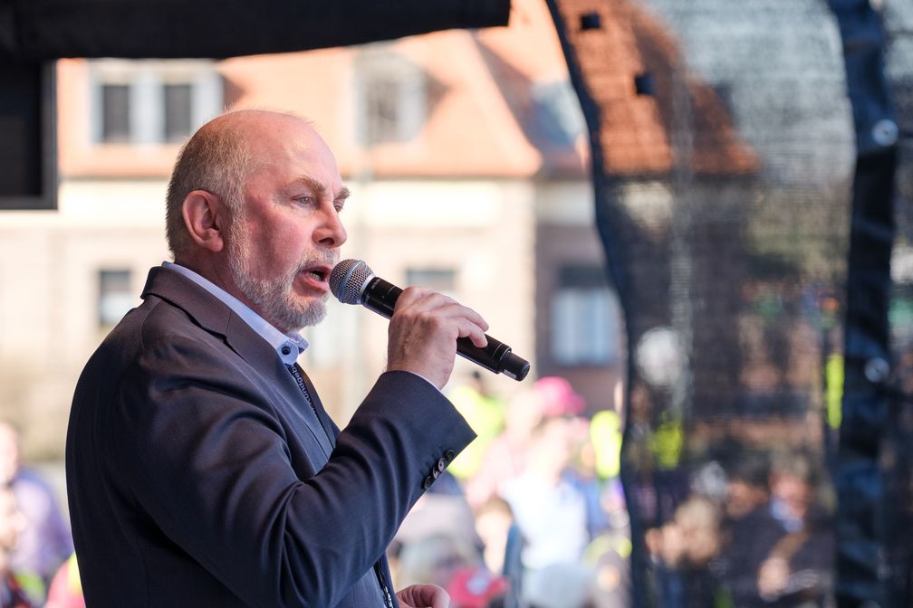 Ulrich Silberbach auf der Landtagswiese Düsseldorf, Kundgebung im Jahr 2019