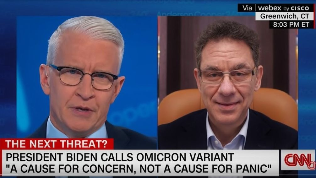 Aufrichtiges Interesse oder Pharmadienstleister? CNN-Star Anderson Cooper (li.) interviewt Pfizer-CEO Albert Bourla, November 2021. Bild: Screenshot: YT-Kanal CNN