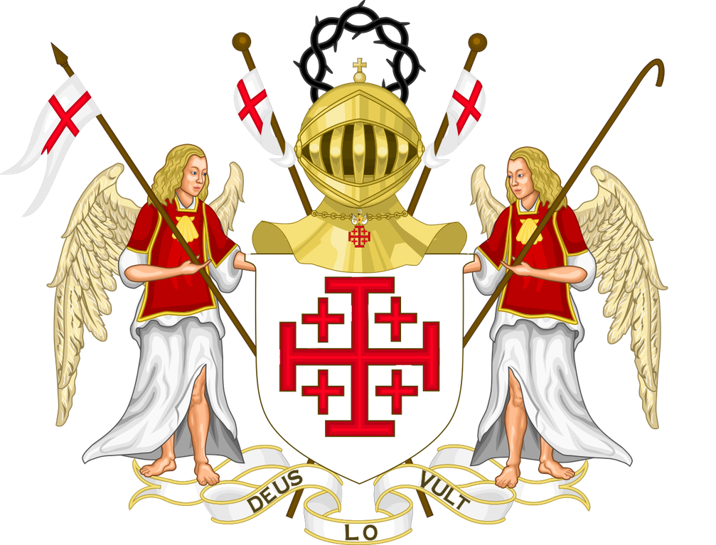 Wappen des Orden der Ritter vom Heiligen Grab zu Jerusalem (lateinisch Ordo Equestris Sancti Sepulcri Hierosolymitani, Ordenskürzel OESSH, auch als Grabesritter bekannt), unterstehend dem Papst