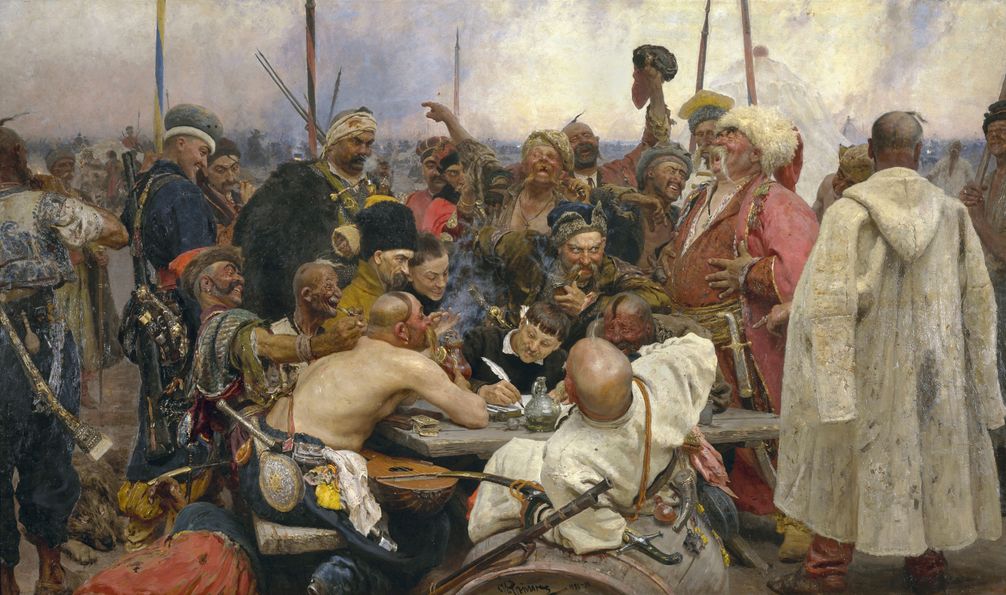 Die Saporoger Kosaken schreiben dem türkischen Sultan einen Brief, Gemälde von Ilja Jefimowitsch Repin, 1880 (Symbolbild)