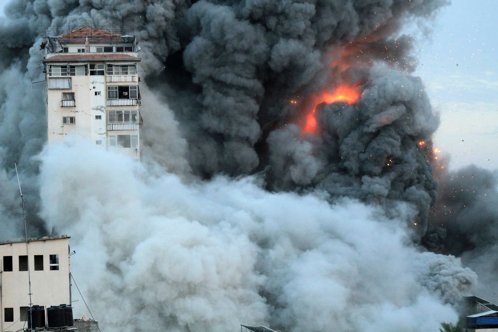 Am 7. Oktober 2023 zerstörten israelische F-16-Kampfflugzeuge die Palestine Tower und andere mehr als zehn Stockwerke hohe Wohnblöcke in Gaza-Stadt