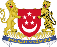 Wappen Singapurs: Wahlspruch: "Majulah Singapura" malaiisch für „Vorwärts, Singapur“