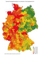 Karte 1: Anteil der Energieeffizienzklassen E und schlechter im Wohnungsbestand 2014