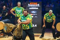 Als Mann am Standing Block Chop war er bei den Australiern der Mann für das große Finale im Team-Wettbewerb: Mitch Argent.  Bild: STIHL TIMBERSPORTS Series Fotograf: Mihai Stetcu