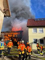 Scheune im Vollbrand/Riegelstellung der Feuerwehr Bild Kreisfeuerwehrverband Calw e.V.