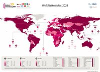 Dargestellt ist die Weltkarte des Risikos für das Jahr 2024. B