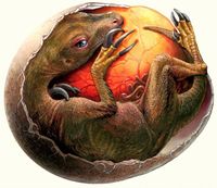 Künstlerische Rekonstruktion eines Therizinosaurus-Embryos