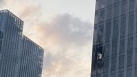 Schäden an einem Hochhaus im Moskauer Geschäftszentrum Moskau City nach einem Drohnenangriff Bild: Sputnik / RIA Nowosti