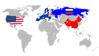 Großmächte: Vereinigte Staaten von Amerika (VSA/USA), Europäische Union (EU), Russische Föderation (Russland) und China